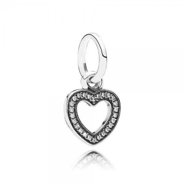 Pandora Necklace-Silver Open Heart Dropper Love Pendant
