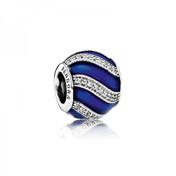 Pandora Charm-Adornment-Transparent Royal-Blue Enamel Clear CZ