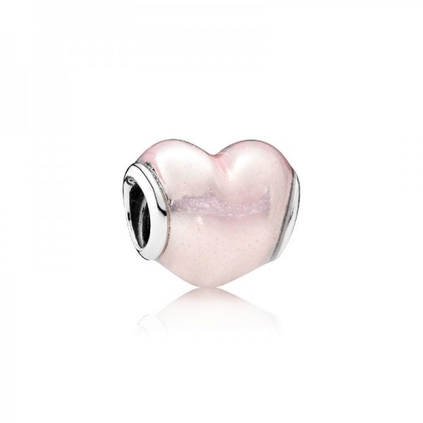 Pandora Charm-Glittering Heart-S t Pink Enamel