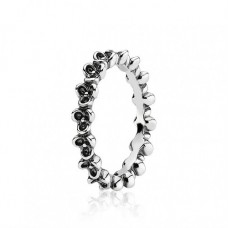 Pandora Oxidised Silver Flower Ring 190849