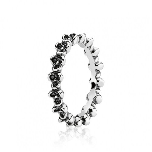 Pandora Oxidised Silver Flower Ring 190849