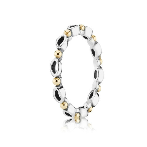 Pandora Sterling Silver 14ct Gold Ring 190873