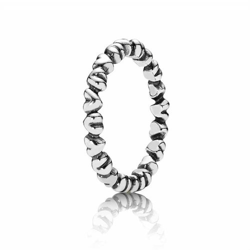 Pandora Sterling Silver Heart Band Ring 190837